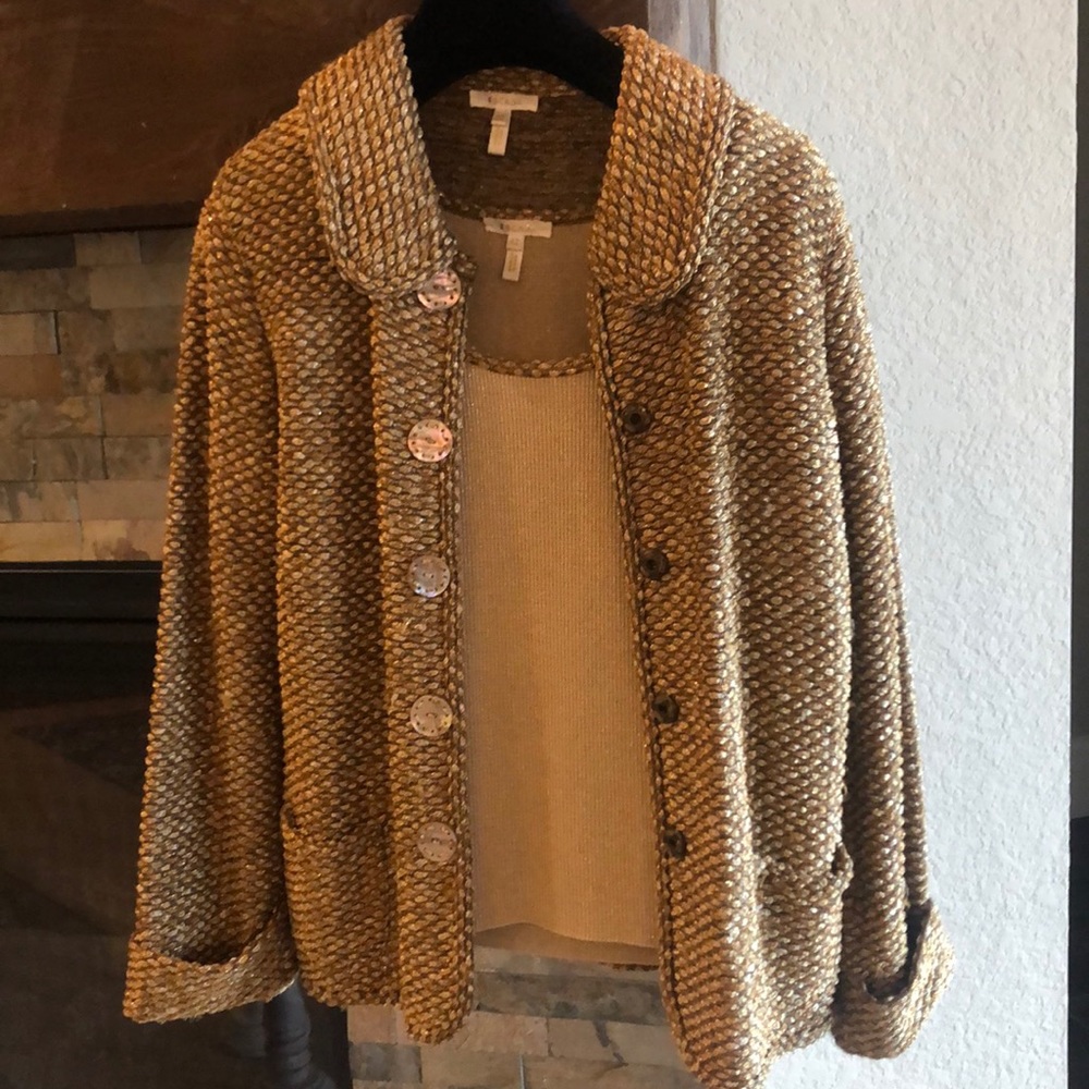 Escada gold evening jacket and shell.
